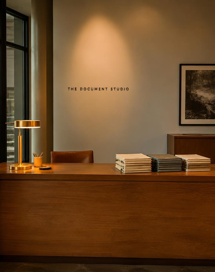 The HH Global studio reception desk